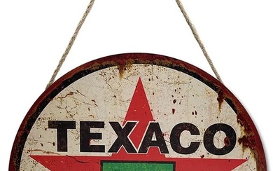 Retro TEXACO Gasoline Station Hand Painted Wood Sign