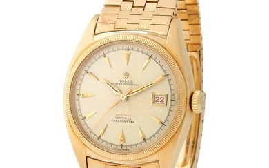 Rolex. Catching and Charming Datejust Ovettone Automatic Wristwatch in Yellow Gold, Reference 6105