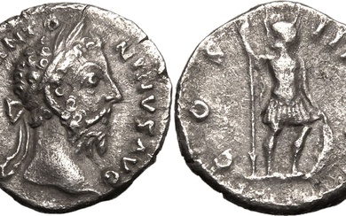 Roman Empire Marcus Aurelius AD 176-180 AR Denarius Extremely fine