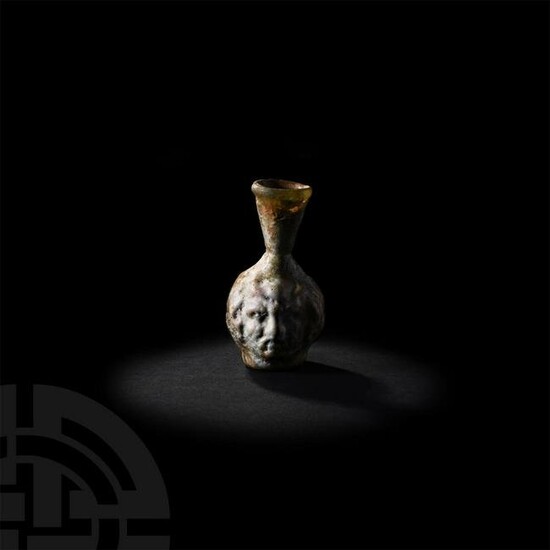 Roman Janus Head Flask with Fine Iridescence