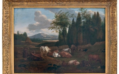 Romeyn, Willem (Attrib.): Landschaft mit ruhenden Weidetieren und ihrem Hirten
