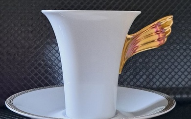 Rosenthal Gianni Versace - Cup and saucer (1) - Kaffeetasse 2-tlg. 0,18L Médaillon Méandre d'Or - Porcelain