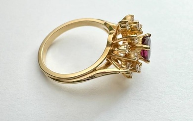 Ruby and Diamond Ring in 14k yellow gold