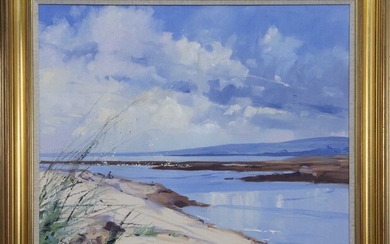 SANDBANKS, MOUTH OF THE DOON, AN OIL BY HELEN M TURNER