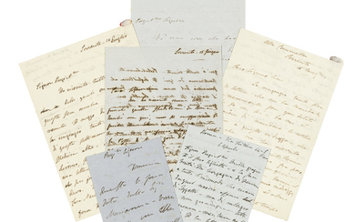 SHELLEY, Mary Wollstonecraft (1797-1851). Six autograph letters signed (‘Mary Shelley’ and 'M Shelley') to Bartolomeo Cini, Rome, Sorrento [and Putney], [1843 and later].