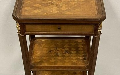 SMALL TAHAN PARIS MARQUETRY INLAID SIDE TABLE