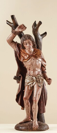 Saint Sébastien en bois sculpté, polychromé... - Lot 43 - Pierre Bergé & Associés