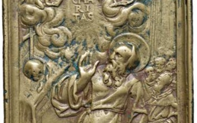 San Francesco di Paola Placchetta fusa del XVII secolo di...