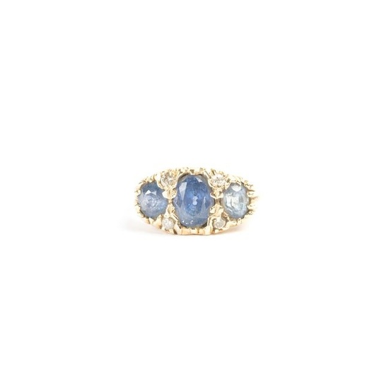 Sapphire, Diamond, 14k Yellow Gold Ring.