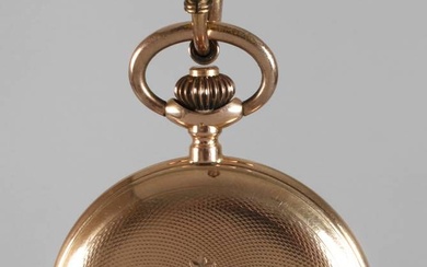 Savonnette en or sans marque, allemande, vers 1900, boîtier guilloché en or à deux couvercles...