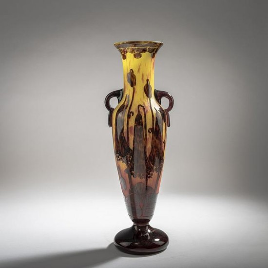 Schneider, Tall vase 'Campanules', 1922-25