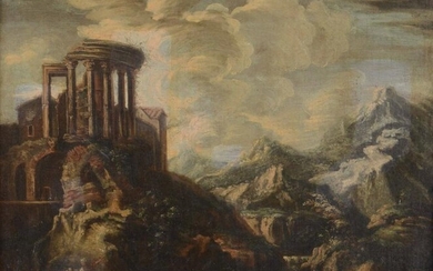 Scuola romana del XVIII secolo, Paesaggio con rovine e