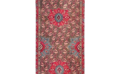 Semi Antique Floral Tribal Design 3'5X9 Handmade Oriental Wool Runner Rug Carpet