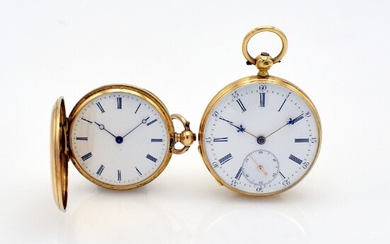 Set of 2 ladies gold pocket watches,...