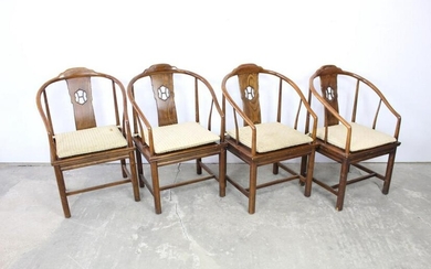 Set of 4 Henredon Chinoiserie Wooden Dining Armchairs