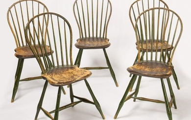 Set of 5 Painted Hoop Back Windsor Side Chairs