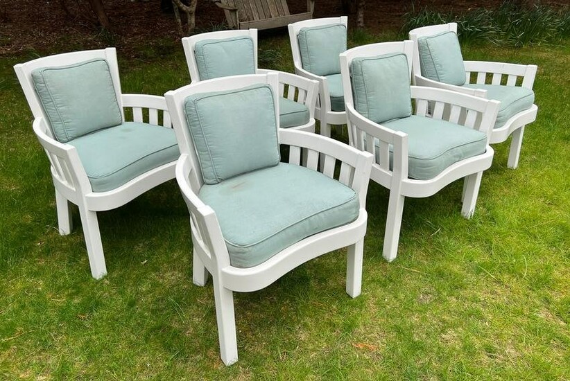 Set of Six Weatherend "Westport Island" Dining Armchairs in High-Gloss Weatherend Finish