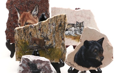 Sherry Morgan Paintings of Animals on Marble Including Fox, Deer and More