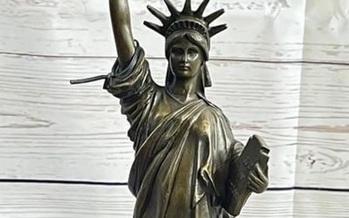 Signed Original New York Statue of Liberty Bronze Sculpture By Fisher - 12.5" x 3.5"