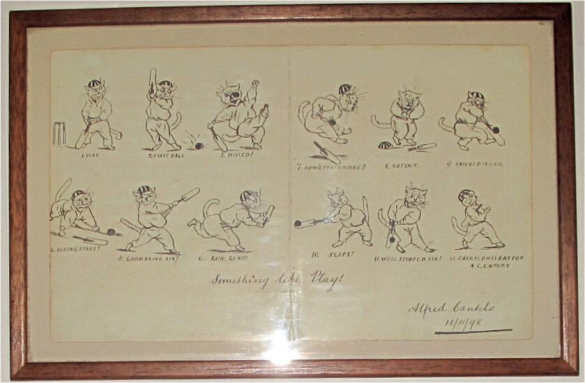 Signed and date Alfred Cantelo 1898 Ink on paper Illustration Cats Something Like Play GC3A