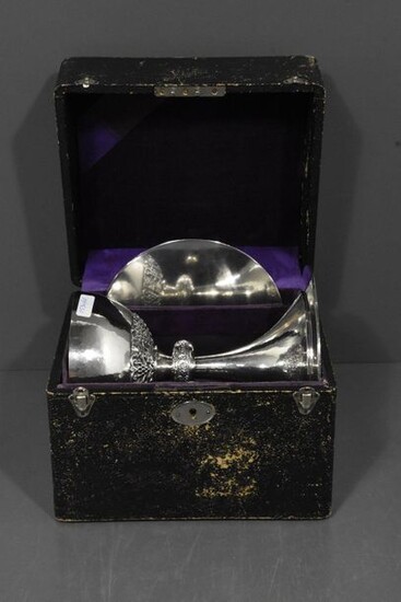 Silver chalice XXth Maredsous, in its box with paten and spoon