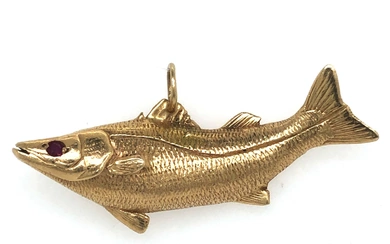 Snook Fish Pendant with Ruby Eye