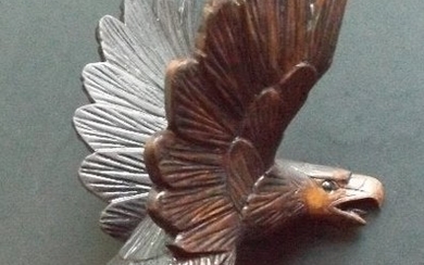 Solid Hardwood Eagle Sculpture, Hand Carved Figurine