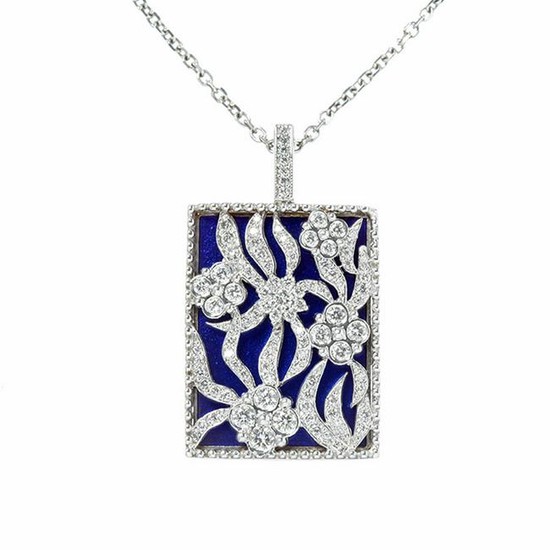 Stambolian White Gold and Diamond Floral Pendant with
