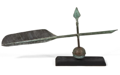 COPPER QUILL WEATHER VANE 19th Century With green...