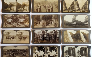 [Stereophotographs]. Lot of ±90 stereographs, ±1900-1910, all but a few...