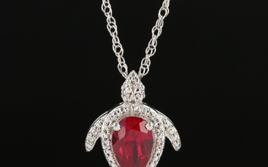 Sterling Ruby and Sapphire Sea Turtle Necklace