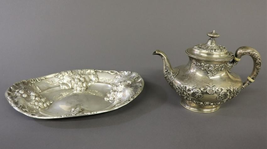 Sterling Silver Teapot and a Tray