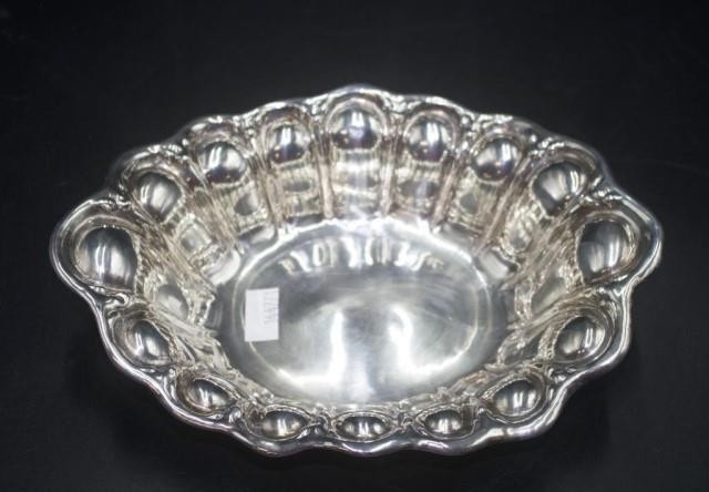 Sterling silver serving bowl marked to base and '925 Fine,' ...