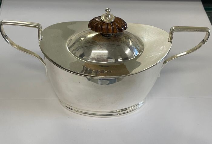 Sugar bowl, Sugar bowl holder in 800 silver (1) - .800 silver - Italy - Year 1980