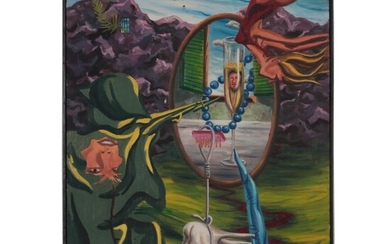 Surrealist Style Oil Painting "Them That Defend What They Cannot See," 1983