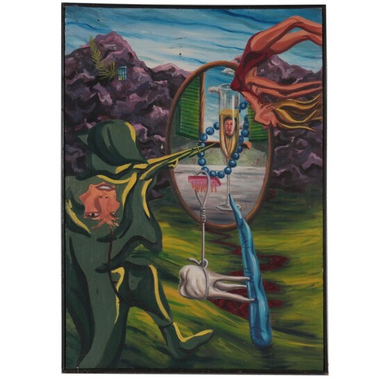 Surrealist Style Oil Painting "Them That Defend What They Cannot See," 1983