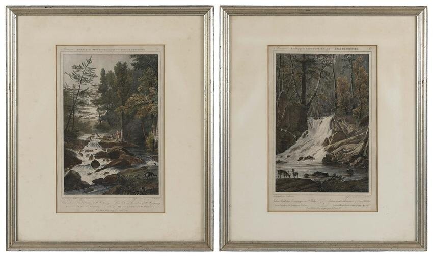 TWO COLORED LITHOGRAPHS AFTER MILBERT 13.5" x 8.75".