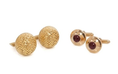 TWO SETS OF YELLOW GOLD CUFFLINKS