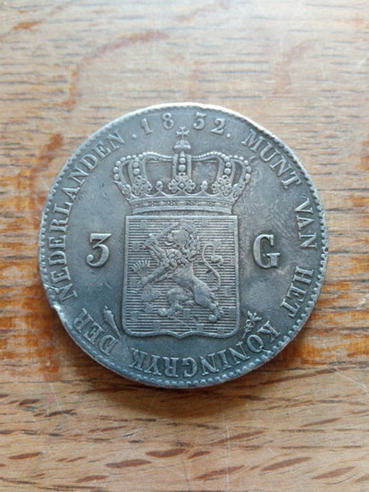 The Netherlands - 3 Gulden 1832 uit 1821 Willem I - Silver