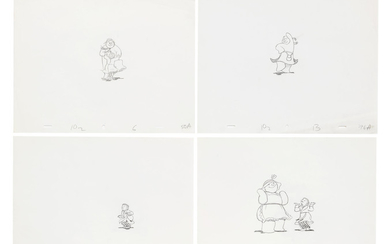 The Snowman: Four original animation drawings