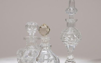 Three Fine Crystal Glass Perfume Bottles