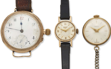 Three mid-century watches Comprising a lady's 9ct gold manual wind...