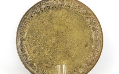 Tiffany Studios Bronze Gold Dore Bronze Plate, #1743, c1900 Greek key motif