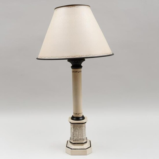 Tôle Peinte Columnar Lamp and Shade, of Recent