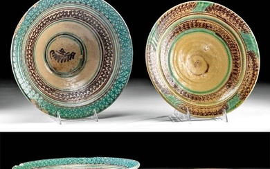 Two 19th C. Persian Glazed Pottery Bowls