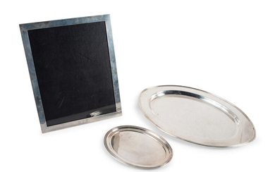 Two American Silver Trays and a Picture Frame