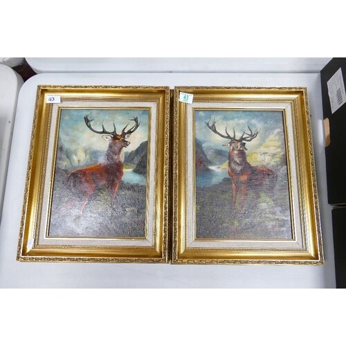 Two Framed Pictures of Stags: signed Evans(2)