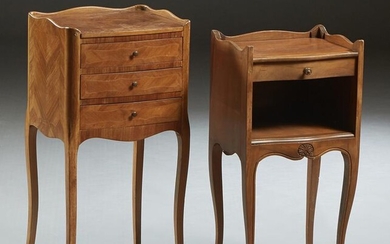 Two French Mahogany Nightstands, 20th c., on inlaid