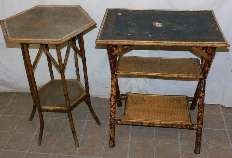 Two Bamboo Stands, (1 with Octagonal Top)