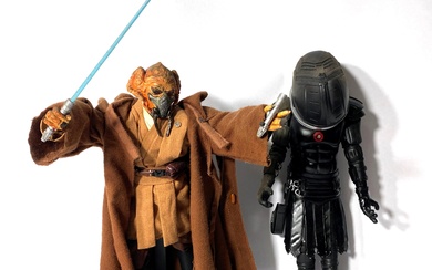Two Star Wars Action Figures including Jedi Master Plo Koon, Sideshow Toys c. 2007, One With Original Box